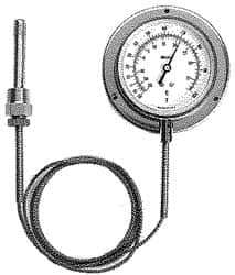 Weiss Instruments - 4-1/2 Inch, 40 to 240°F, Stainless Steel, Vapor Actuated Dial Thermometer - 15 Ft. Cap Length, Wall Mounted, Bottom Connected - Exact Industrial Supply
