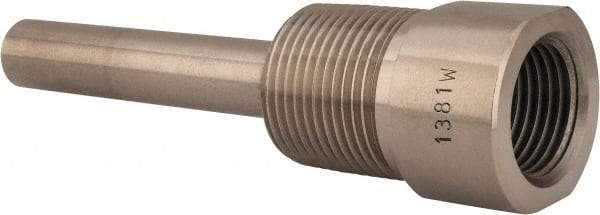 Alloy Engineering - 4 Inch Overall Length, 3/4 Inch Thread, 304 Stainless Steel Standard Thermowell - 2-1/2 Inch Insertion Length - Exact Industrial Supply
