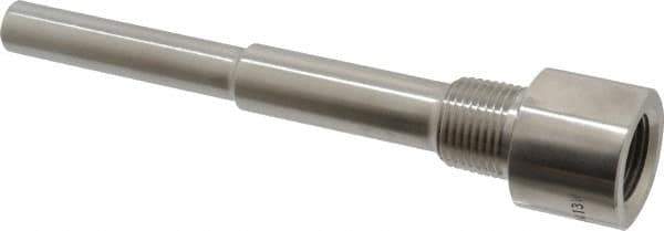 Alloy Engineering - 6 Inch Overall Length, 1/2 Inch Thread, 304 Stainless Steel Standard Thermowell - 4-1/2 Inch Insertion Length - Exact Industrial Supply