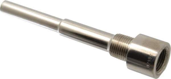 Alloy Engineering - 6 Inch Overall Length, 1/2 Inch Thread, 316 Stainless Steel Standard Thermowell - 4-1/2 Inch Insertion Length - Exact Industrial Supply