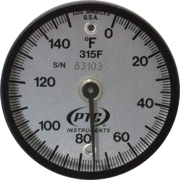 PTC Instruments - 150°F, 2 Inch Dial Diameter, Dual Magnet Mount Thermometer - 1° Division Graduation - Exact Industrial Supply