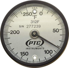 PTC Instruments - 250°F, 2 Inch Dial Diameter, Dual Magnet Mount Thermometer - 2° Division Graduation - Exact Industrial Supply