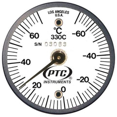 PTC Instruments - -70 to 70°C, 2 Inch Dial Diameter, Dual Magnet Mount Thermometer - 2° Division Graduation - Exact Industrial Supply