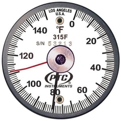 PTC Instruments - 150°F, 2 Inch Dial Diameter, Dual Magnet Mount Thermometer - 1° Division Graduation - Exact Industrial Supply