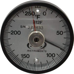 PTC Instruments - 250°F, 2 Inch Dial Diameter, Dual Magnet Mount Thermometer - 2° Division Graduation - Exact Industrial Supply