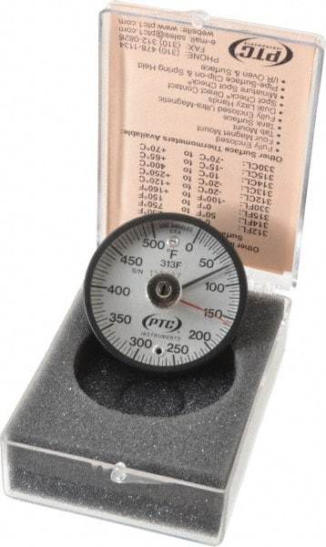 PTC Instruments - 500°F, 2 Inch Dial Diameter, Dual Magnet Mount Thermometer - 5° Division Graduation - Exact Industrial Supply