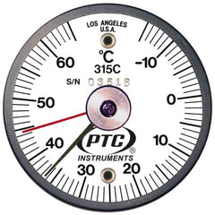PTC Instruments - -15 to 65°C, 2 Inch Dial Diameter, Dual Magnet Mount Thermometer - 1° Division Graduation - Exact Industrial Supply