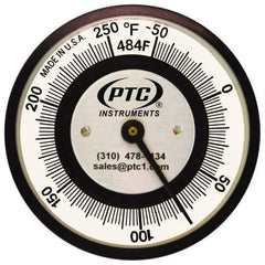 PTC Instruments - -50 to 250°F, 2 Inch Dial Diameter, Pipe Surface Clip On Thermometer - 2° Division Graduation - Exact Industrial Supply