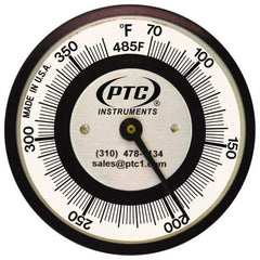 PTC Instruments - 70 to 370°F, 2 Inch Dial Diameter, Pipe Surface Clip On Thermometer - 2° Division Graduation - Exact Industrial Supply