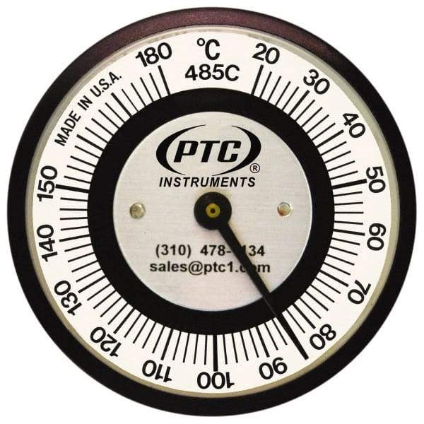 PTC Instruments - 20 to 185°C, 2 Inch Dial Diameter, Pipe Surface Clip On Thermometer - 1° Division Graduation - Exact Industrial Supply