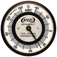 PTC Instruments - -40 to 120°C, 2 Inch Dial Diameter, Pipe Surface Spring Held Thermometer - 2° Division Graduation - Exact Industrial Supply