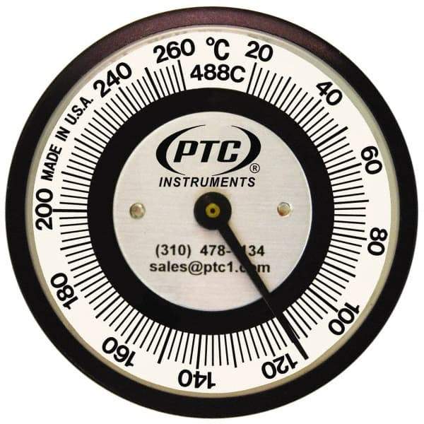 PTC Instruments - 20 to 260°C, 2 Inch Dial Diameter, Pipe Surface Spring Held Thermometer - 5° Division Graduation - Exact Industrial Supply