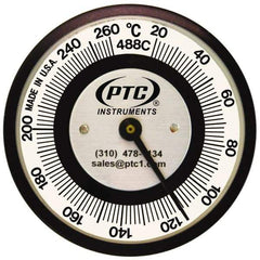 PTC Instruments - 20 to 260°C, 2 Inch Dial Diameter, Pipe Surface Spring Held Thermometer - 5° Division Graduation - Exact Industrial Supply