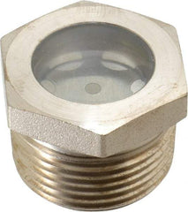 LDI Industries - 15/16" Sight Diam, 1" Thread, 1.06" OAL, High Pressure Fused Pipe Thread with Reflector Sight Glass & Flow Sight - 1-3/8" Head, 1,250 Max psi, 1 to 11-1/2 Thread - Exact Industrial Supply