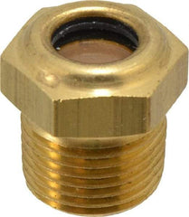 LDI Industries - 7/16" Sight Diam, 3/8" Thread, 0.88" OAL, Low Pressure Pipe Thread Lube Sight, Open View Sight Glass & Flow Sight - 3/4" Head, 30 Max psi, 3/8-18 Thread - Exact Industrial Supply