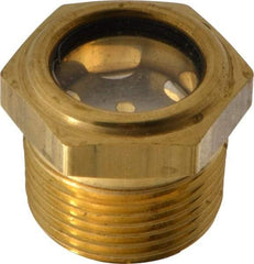 LDI Industries - 3/4" Sight Diam, 3/4" Thread, 1" OAL, Low Pressure Pipe Thread Lube Sight with Reflector Sight Glass & Flow Sight - 1-1/8" Head, 10 Max psi, 3/4-14 Thread - Exact Industrial Supply