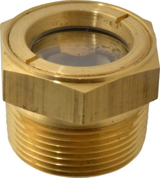 LDI Industries - 1-1/8" Sight Diam, 1-1/4" Thread, 1.44" OAL, Low Pressure Pipe Thread Lube Sight with Reflector Sight Glass & Flow Sight - 1-3/4" Head, 5 Max psi, 1-1/4 to 11-1/2 Thread - Exact Industrial Supply