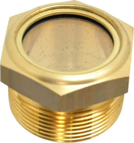 LDI Industries - 1-3/8" Sight Diam, 1-1/2" Thread, 1-1/2" OAL, Low Pressure Pipe Thread Lube Sight, Open View Sight Glass & Flow Sight - 2" Head, 2 Max psi, 1-1/2 to 11-1/2 Thread - Exact Industrial Supply