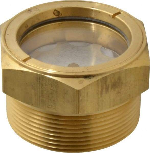 LDI Industries - 1-7/8" Sight Diam, 2" Thread, 1.69" OAL, Low Pressure Pipe Thread Lube Sight with Reflector Sight Glass & Flow Sight - 2-1/2" Head, 2 Max psi, 2 to 11-1/2 Thread - Exact Industrial Supply