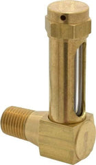 LDI Industries - 1-3/8 Inch Long Sight, 1/4 Inch Thread Size, Buna-N Seal Short Elbow, Vented Oil-Level Indicators and Gauge - 2-3/8 Inch Length to Center of Base - Exact Industrial Supply