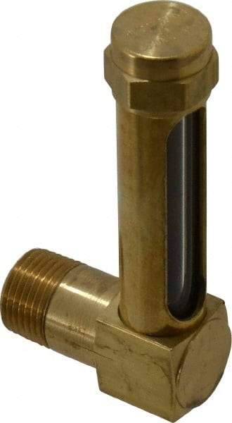 LDI Industries - 1-7/8 Inch Long Sight, 3/8 Inch Thread Size, Buna-N Seal Short Elbow, Vented Oil-Level Indicators and Gauge - 2-7/8 Inch Length to Center of Base - Exact Industrial Supply