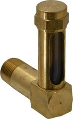 LDI Industries - 1-3/8 Inch Long Sight, 3/8 Inch Thread Size, Buna-N Seal Long Elbow, Vented Oil-Level Indicators and Gauge - 2-3/8 Inch Length to Center of Base - Exact Industrial Supply