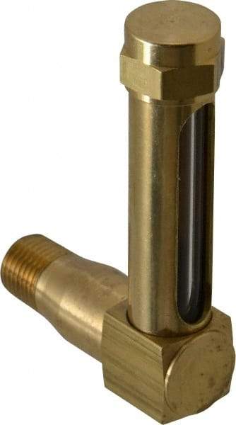 LDI Industries - 1-7/8 Inch Long Sight, 1/4 Inch Thread Size, Buna-N Seal Long Elbow, Vented Oil-Level Indicators and Gauge - 2-7/8 Inch Length to Center of Base - Exact Industrial Supply