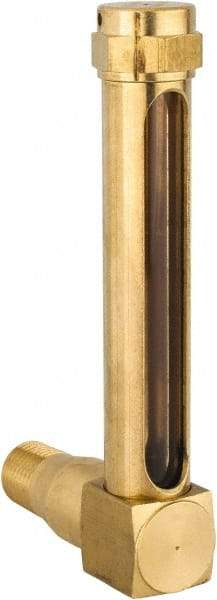 LDI Industries - 2-3/4 Inch Long Sight, 1/4 Inch Thread Size, Buna-N Seal Long Elbow, Vented Oil-Level Indicators and Gauge - 3-7/8 Inch Length to Center of Base - Exact Industrial Supply