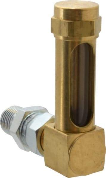 LDI Industries - 1-3/8 Inch Long Sight, 1/4 Inch Thread Size, Buna-N Seal Union Coupling, Vented Oil-Level Indicators and Gauge - 2-3/8 Inch Length to Center of Base - Exact Industrial Supply