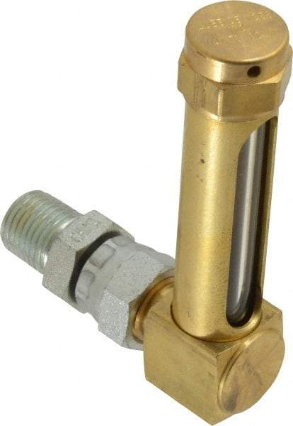 LDI Industries - 1-7/8 Inch Long Sight, 1/4 Inch Thread Size, Buna-N Seal Union Coupling, Vented Oil-Level Indicators and Gauge - 2-7/8 Inch Length to Center of Base - Exact Industrial Supply