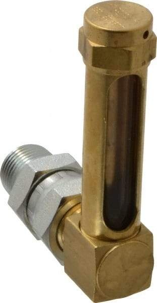 LDI Industries - 1-7/8 Inch Long Sight, 3/8 Inch Thread Size, Buna-N Seal Union Coupling, Vented Oil-Level Indicators and Gauge - 2-7/8 Inch Length to Center of Base - Exact Industrial Supply