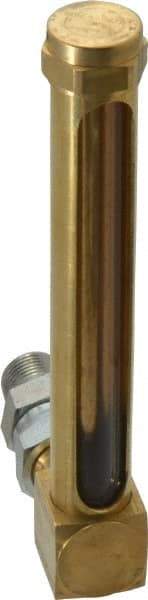 LDI Industries - 4-1/4 Inch Long Sight, 3/8 Inch Thread Size, Buna-N Seal Union Coupling, Vented Oil-Level Indicators and Gauge - 5-7/16 Inch Length to Center of Base - Exact Industrial Supply