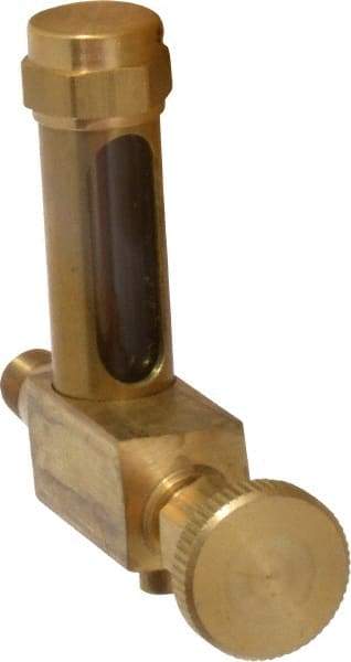 LDI Industries - 1-3/8 Inch Long Sight, 1/8 Inch Thread Size, Buna-N Seal Short Elbow With Drain, Vented Oil-Level Indicators and Gauge - 2-3/8 Inch Length to Center of Base - Exact Industrial Supply