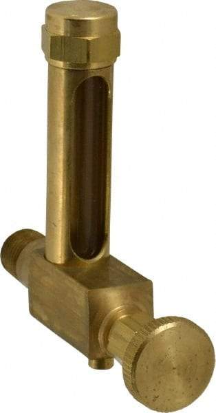 LDI Industries - 1-7/8 Inch Long Sight, 1/4 Inch Thread Size, Buna-N Seal Short Elbow With Drain, Vented Oil-Level Indicators and Gauge - 2-7/8 Inch Length to Center of Base - Exact Industrial Supply