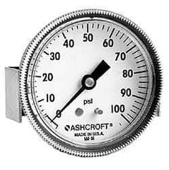 Ashcroft - 3-1/2" Dial, 1/4 Thread, 0-300 Scale Range, Pressure Gauge - Center Back Connection Mount - Exact Industrial Supply