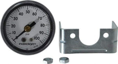 Ashcroft - 1-1/2" Dial, 1/8 Thread, 0-100 Scale Range, Pressure Gauge - Center Back Connection Mount - Exact Industrial Supply