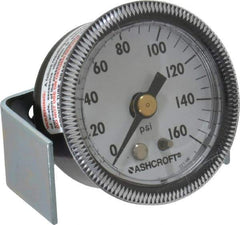 Ashcroft - 1-1/2" Dial, 1/8 Thread, 0-160 Scale Range, Pressure Gauge - Center Back Connection Mount - Exact Industrial Supply