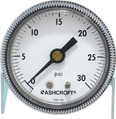 Ashcroft - 2" Dial, 1/4 Thread, 0-30 Scale Range, Pressure Gauge - Center Back Connection Mount - Exact Industrial Supply
