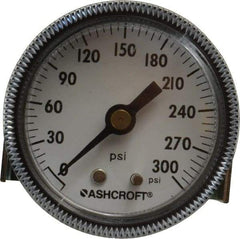 Ashcroft - 2" Dial, 1/4 Thread, 0-300 Scale Range, Pressure Gauge - Center Back Connection Mount - Exact Industrial Supply