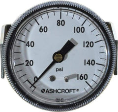 Ashcroft - 2-1/2" Dial, 1/4 Thread, 0-160 Scale Range, Pressure Gauge - Center Back Connection Mount - Exact Industrial Supply