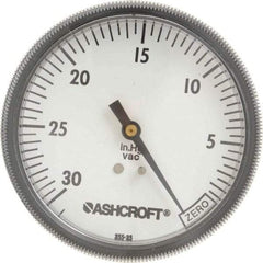 Ashcroft - 3-1/2" Dial, 1/4 Thread, 30-0 Scale Range, Pressure Gauge - Center Back Connection Mount - Exact Industrial Supply
