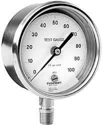 Ashcroft - 3" Dial, 1/4 Thread, 0-150 Scale Range, Pressure Gauge - Lower Connection Mount, Accurate to 0.5% of Scale - Exact Industrial Supply