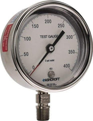 Ashcroft - 3" Dial, 1/4 Thread, 0-400 Scale Range, Pressure Gauge - Lower Connection Mount, Accurate to 0.5% of Scale - Exact Industrial Supply