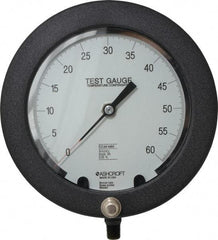 Ashcroft - 6" Dial, 1/4 Thread, 0-60 Scale Range, Pressure Gauge - Lower Connection Mount, Accurate to 0.25% of Scale - Exact Industrial Supply