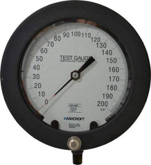 Ashcroft - 6" Dial, 1/4 Thread, 0-200 Scale Range, Pressure Gauge - Lower Connection Mount, Accurate to 0.25% of Scale - Exact Industrial Supply