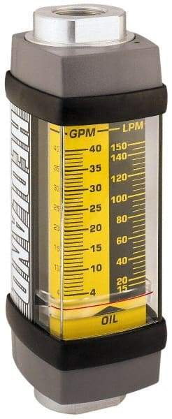 Hedland - 1-1/4" NPTF Port Oil & Petroleum-Based Liquid Flowmeter - 3000 Max psi, 5 to 50 GPM, Anodized Aluminum - Exact Industrial Supply