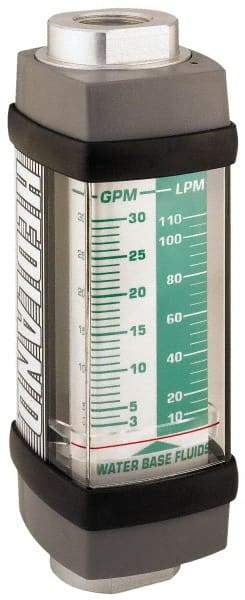 Hedland - 1/2" NPTF Port Water-Based Liquid Flowmeter - 3000 Max psi, 0.5 to 5 GPM, Anodized Aluminum - Exact Industrial Supply