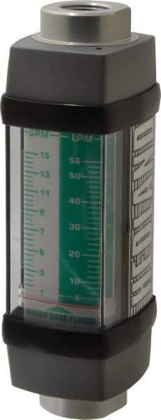 Hedland - 1/2" NPTF Port Water-Based Liquid Flowmeter - 3000 Max psi, 1 to 15 GPM, Anodized Aluminum - Exact Industrial Supply