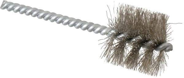 Schaefer Brush - 1 Inch Inside Diameter, 1-3/16 Inch Actual Brush Diameter, Stainless Steel, Power Fitting and Cleaning Brush - 3/16 Shank Diameter, 3-5/8 Inch Long, Twisted Wire Stem, 1-1/8 Inch Refrigeration Outside Diameter - Exact Industrial Supply