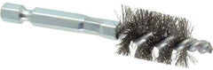 Schaefer Brush - 1/2 Inch Inside Diameter, 11/16 Inch Actual Brush Diameter, Carbon Steel, Power Fitting and Cleaning Brush - 1/4 Shank Diameter, 3-1/8 Inch Long, Hex Shaft Stem, 5/8 Inch Refrigeration Outside Diameter - Exact Industrial Supply